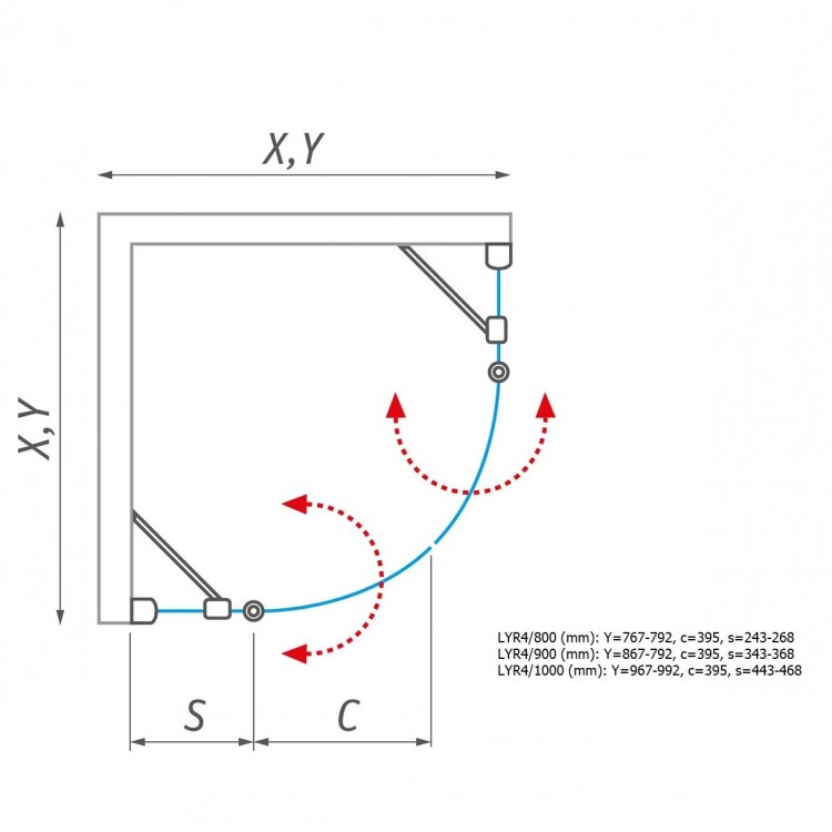 Dušas stūris pusapaļš Roth LYR4 100x100cm