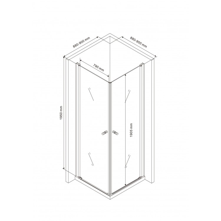Dušas stūris kvadrātveida Rubineta RUB-111 90x90cm, 693006