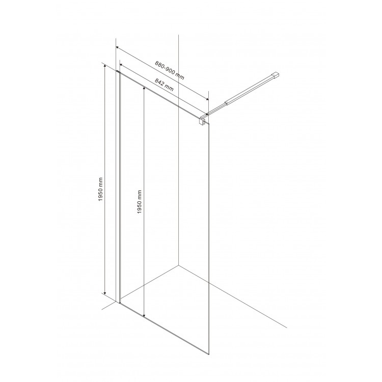 Dušas siena Rubineta Walk-In RUB-401 90cm, 693201