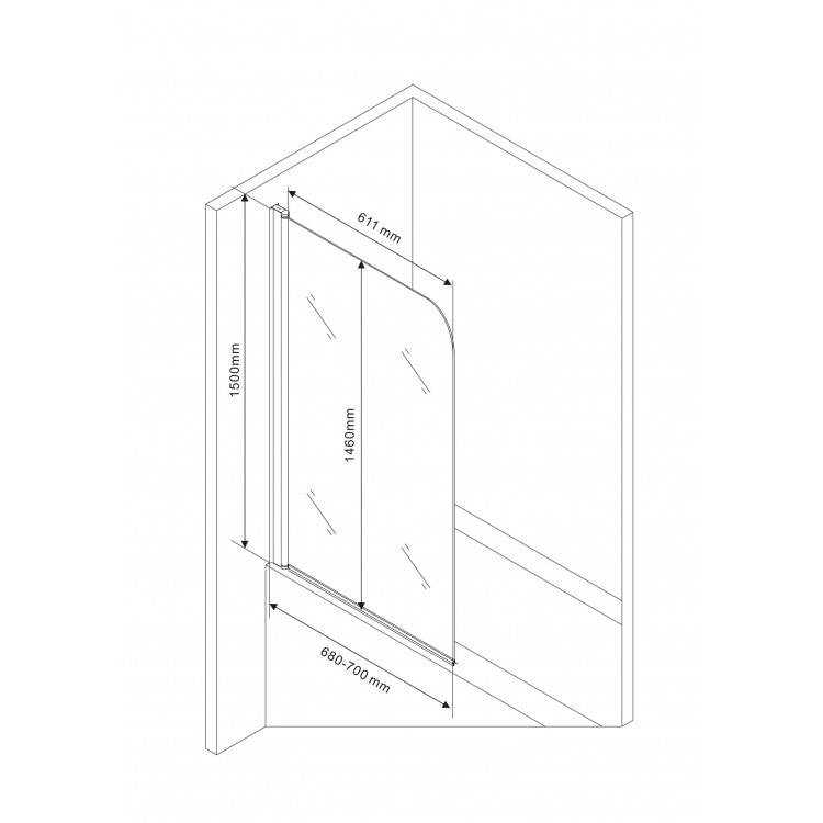 Vannas sieniņa Rubineta RUB-501 70cm, 692009