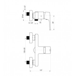 Maisītājs ar bidetta rokas dušu Rubineta Modena-12/B, 170584