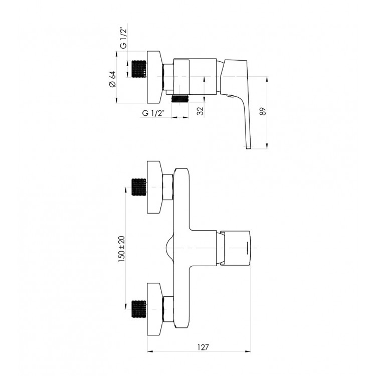Maisītājs ar bidetta rokas dušu Rubineta Modena-12/B, 170584