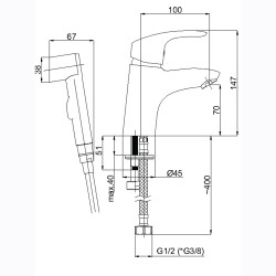 Izlietnes maisītājs ar bidetta rokas dušu Rubineta Tornado-17