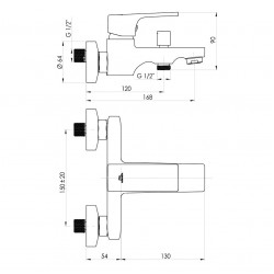 Vannas un dušas maisītājs Rubineta, Modena-10K, 170582