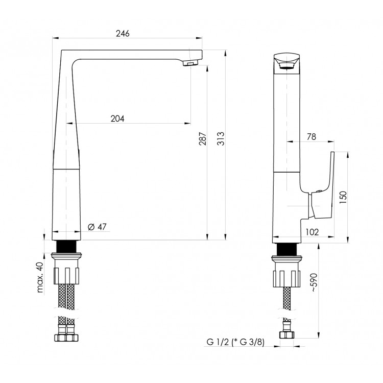 Virtuves izlietnes maisītājs Rubineta, Modena-33