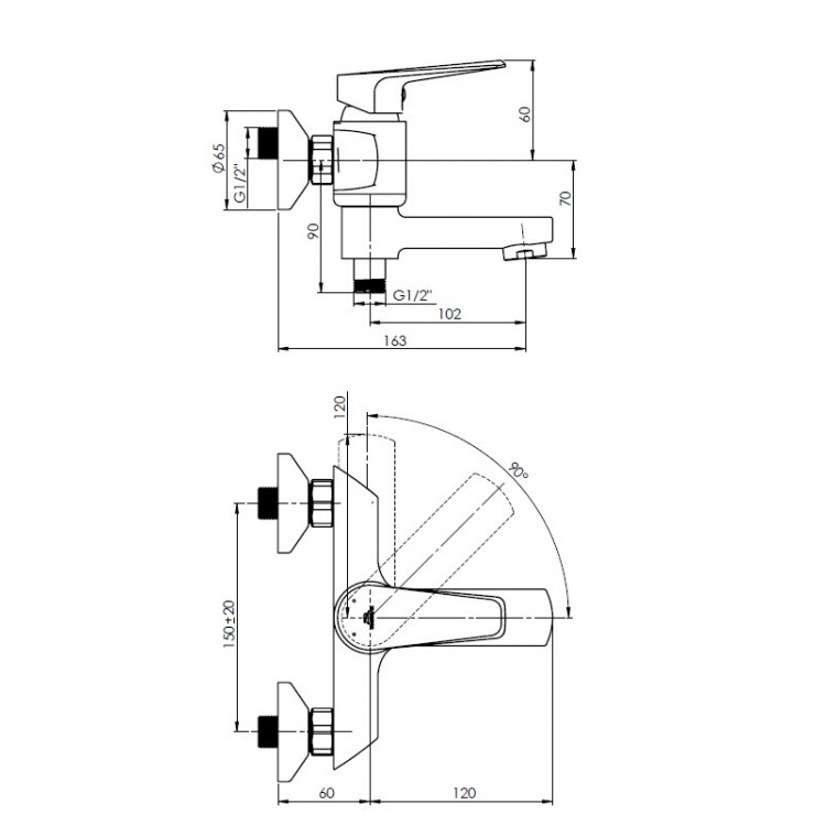 Vannas un dušas maisītājs Rubineta, Deli-10K SW, 1705900