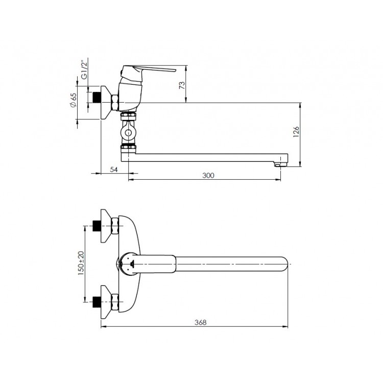 Vannas un dušas maisītājs Rubineta Elma-12C, 1705991