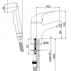 Izlietnes maisītājs ar bidetta rokas dušu Rubineta P-17 Star