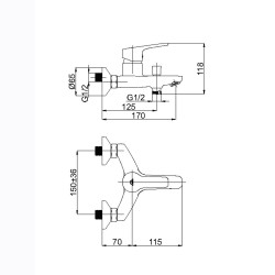 Vannas un dušas maisītājs Rubineta, Uno-10K