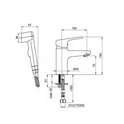 Izlietnes maisītājs ar bidetta rokas dušu Rubineta Uno-17