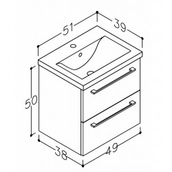 Vannas istabas skapītis ar izlietni RB SCANDIC 51cm, 15112211