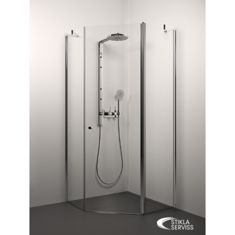 Dušas stūris piecstūru Stikla Serviss SIMONA 110x110cm