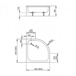 Dušas paliktnis pusapaļš Radaway SAMOS A 80x80 ,balts
