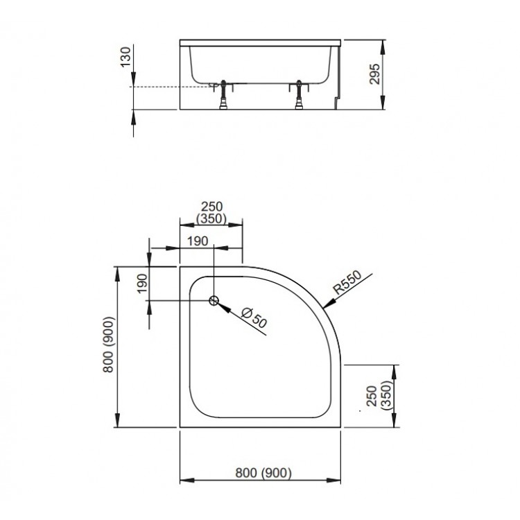Dušas paliktnis pusapaļš Radaway SAMOS A 80x80 ,balts