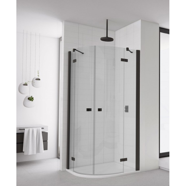 Dušas stūris pusapaļš SanSwiss ANNEA BLACK ANR 80x80cm