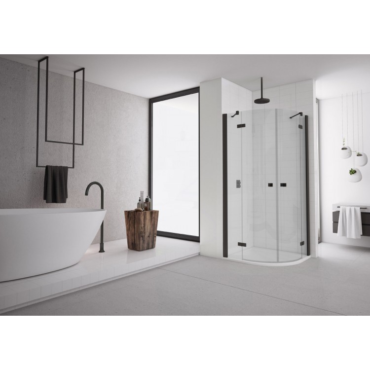 Dušas stūris pusapaļš SanSwiss ANNEA BLACK ANR 80x80cm