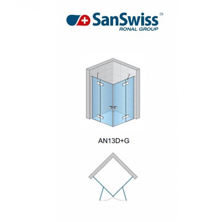 Dušas stūris kvadrātveida SanSwiss ANNEA AN13 G/D 90x90cm