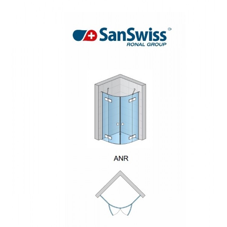 Dušas stūris pusapaļš SanSwiss ANNEA BLACK ANR 80x80cm