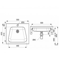 Nerūsējošā tērauda izlietne Sanela 55x42cm SLUN 36A