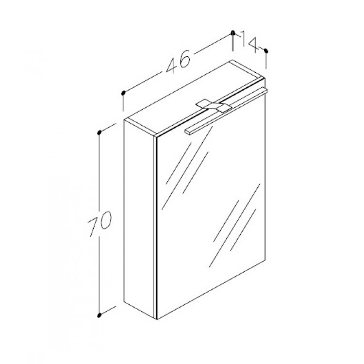 Vannas istabas skapītis ar spoguli RB SCANDIC, LED, 46 cm 1502101