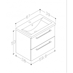 Vannas istabas skapītis ar izlietni RB SCANDIC 60cm, gaišs ozols