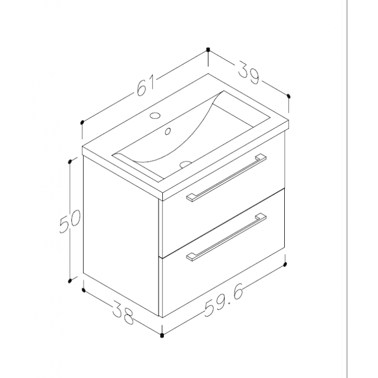 Vannas istabas skapītis ar izlietni RB SCANDIC 60cm, 15112311
