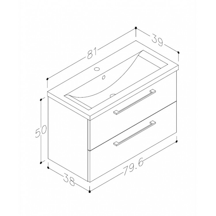 Vannas istabas skapītis ar izlietni RB SCANDIC 80cm, 15112511