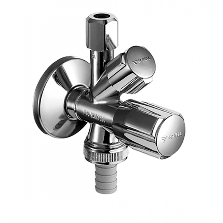 Stūra ventīlis SCHELL 1/2 x 3/4-3/8, hromēts 035510699