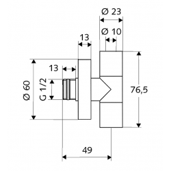 Stūra ventīlis SCHELL Edition  1/2 x 3/8(10), hromēts 053200699