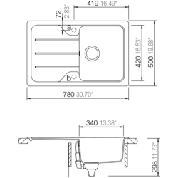 Virtuves izlietne Schock FORMHAUS D-100S 78x50cm, asphalt