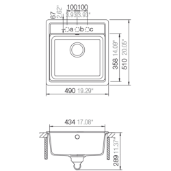 Virtuves izlietne Schock NEMO N-100S 49x51cm Onyx