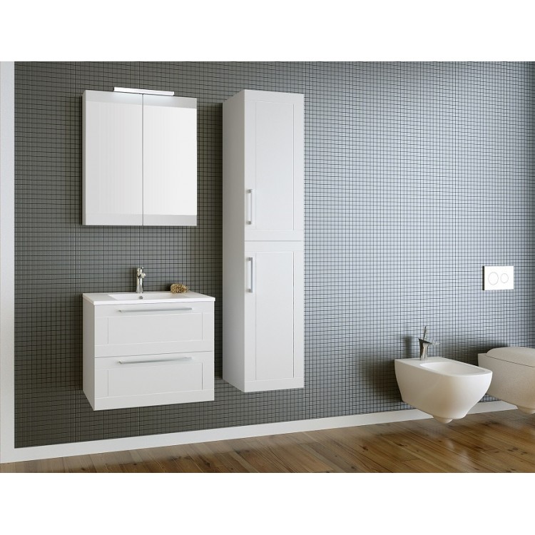 Vannas istabas skapītis ar spoguli un LED apgaismojumu SERENA Retro 60 cm, 1302311