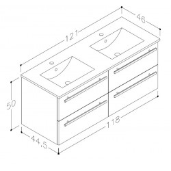 Vannas istabas skapītis ar izlietni RB SERENA 121cm, 14113911