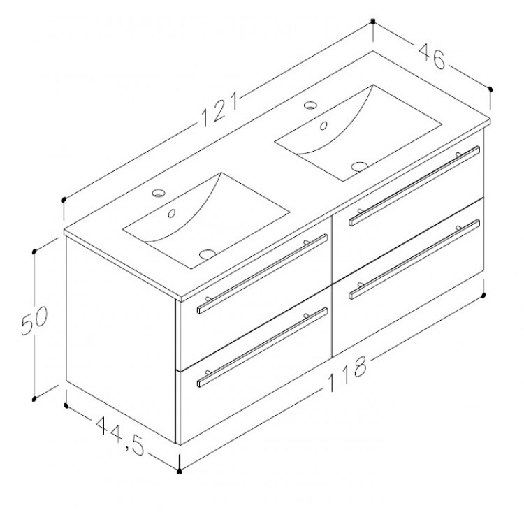 Vannas istabas skapītis ar izlietni RB SERENA 121cm, 14113901