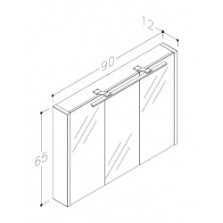 Vannas istabas skapītis ar spoguli un LED apgaismojumu RB SERENA, LUNA 90 cm, 1402610
