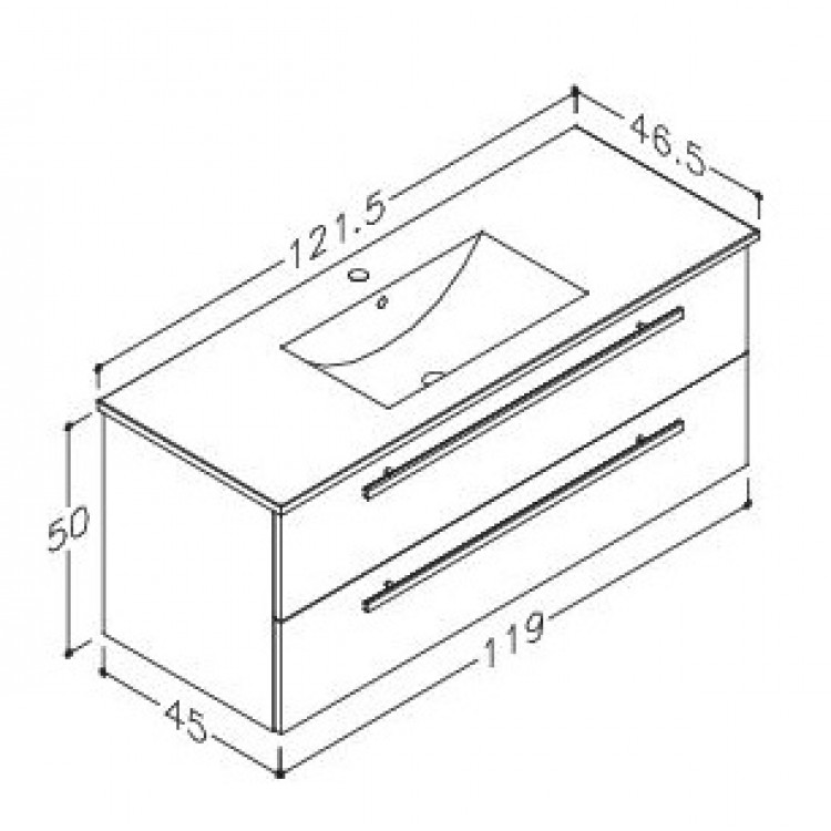 Vannas istabas skapītis ar izlietni RB SERENA 121cm, 14113801