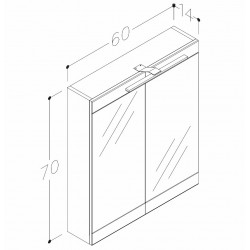 Vannas istabas skapītis ar spoguli un LED apgaismojumu SERENA Retro 60 cm, 1302311