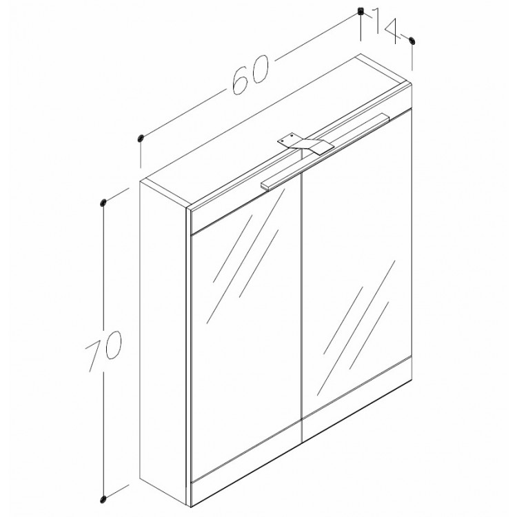 Vannas istabas skapītis ar spoguli un LED apgaismojumu SERENA Retro 60 cm, 1302311