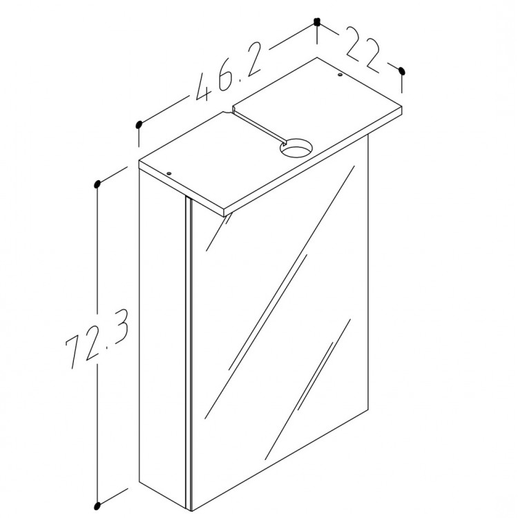 Vannas istabas skapītis ar spoguli RB SIKO 46 cm RV46S