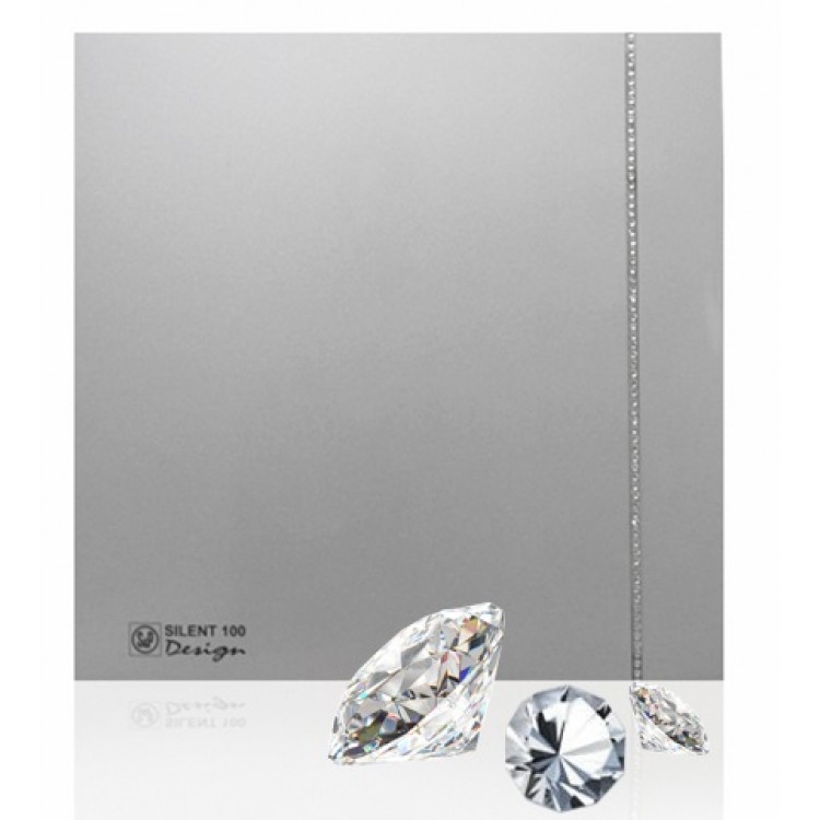 Sadzīves ventilators S&P Silent Design 100CZ, pretvārsts, silver swarovski