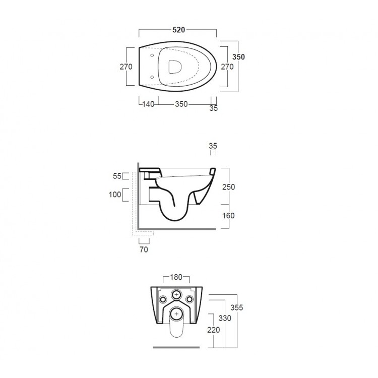 Tualetes pods piekaramais Simas LFT Spazio Rimless ar vāku, LFT18