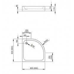 Dušas paliktnis pusapaļš Radaway Siros A Compact 80x80 ,balts