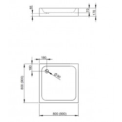 Dušas paliktnis kvadrātveida Radaway Siros C Compact 90x90cm