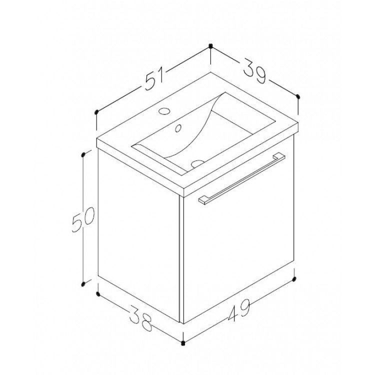 Vannas istabas skapītis ar izlietni RB SCANDIC 51 cm, balts 15132211