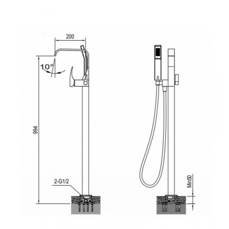 Vannas maisītājs brīvi stāvošs Blue Water TORONTO,TOR-BWP.090C