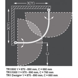 Dušas stūris pusapaļš Roth TR1 1000x1000