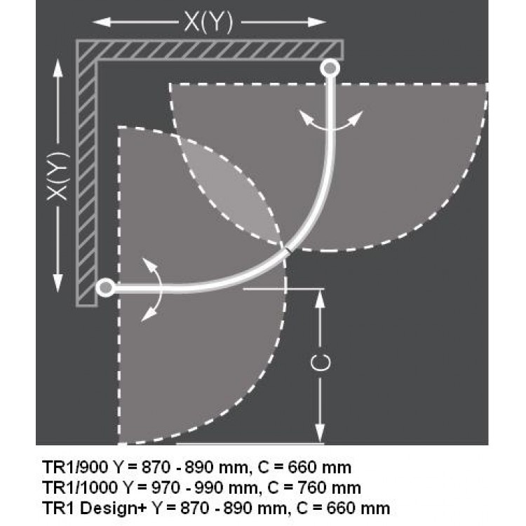 Dušas stūris pusapaļš Roth TR1 1000x1000