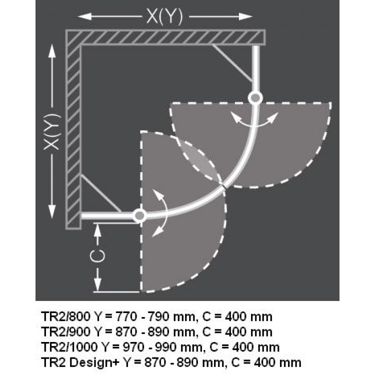 Dušas stūris pusapaļš Roth TR2 800x800