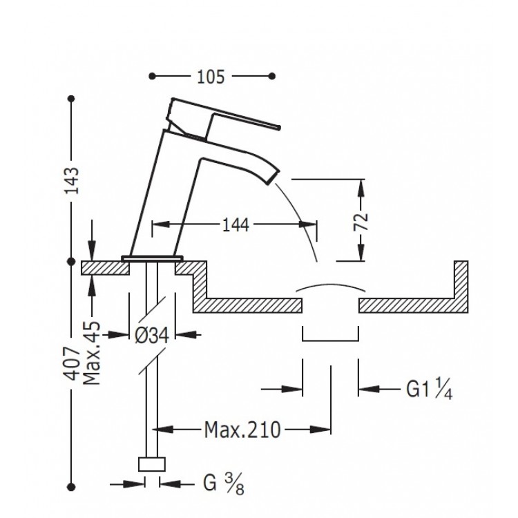 Izlietnes maisītājs TRES-Cuadro exclusive, 00620101NM