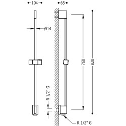 Dušas stienis TRES 760mm, 03493299